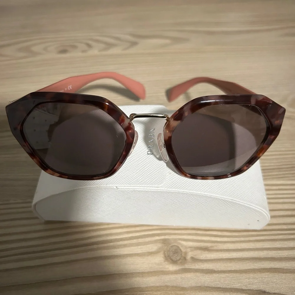 Prada Women's Brown Hexagonal Sunglasses - Picture 6 of 8